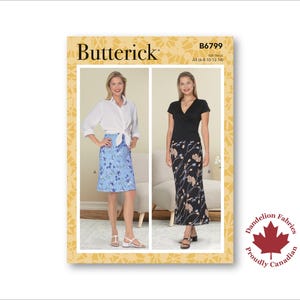 Bias Cut Skirt- Butterick- Elastic waistband, lined, lightweight fabrics, above knee, knee length, or maxi, hemline flare- Sizes 6-22- B6799
