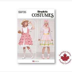 Lolita Costume- Simplicity Pattern- Pinafore dress, ruffled overskirt, blouse with ruffled collar & sleeve options- Sizes 4-22- S9735