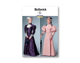 1890s Walking Suit- Butterick Making History Pattern- Boned bodice, leg of mutton sleeves, full skirt with back pleats- Sizes 6-22- B6537