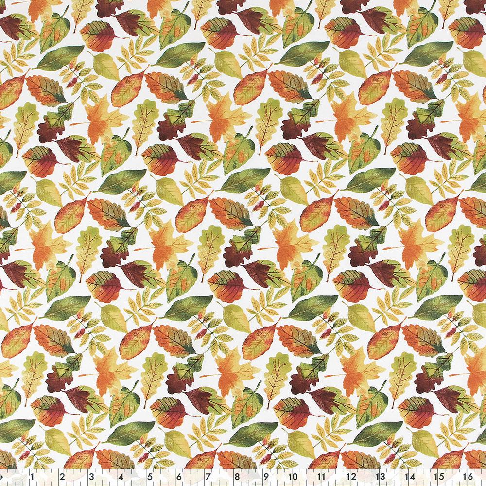 Fallen Leaves Fabric- 100% Cotton Plain Weave- Printed Quilting Cotton- Broadcloth