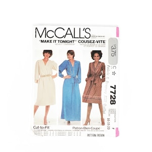Vintage McCall&#39;s Pattern- 1980s Pullover V-Neck Dress- UNCUT