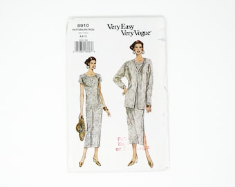 Patrón vintage de Vogue: patrón de vestido y chaqueta de los años 90, muy fácil.