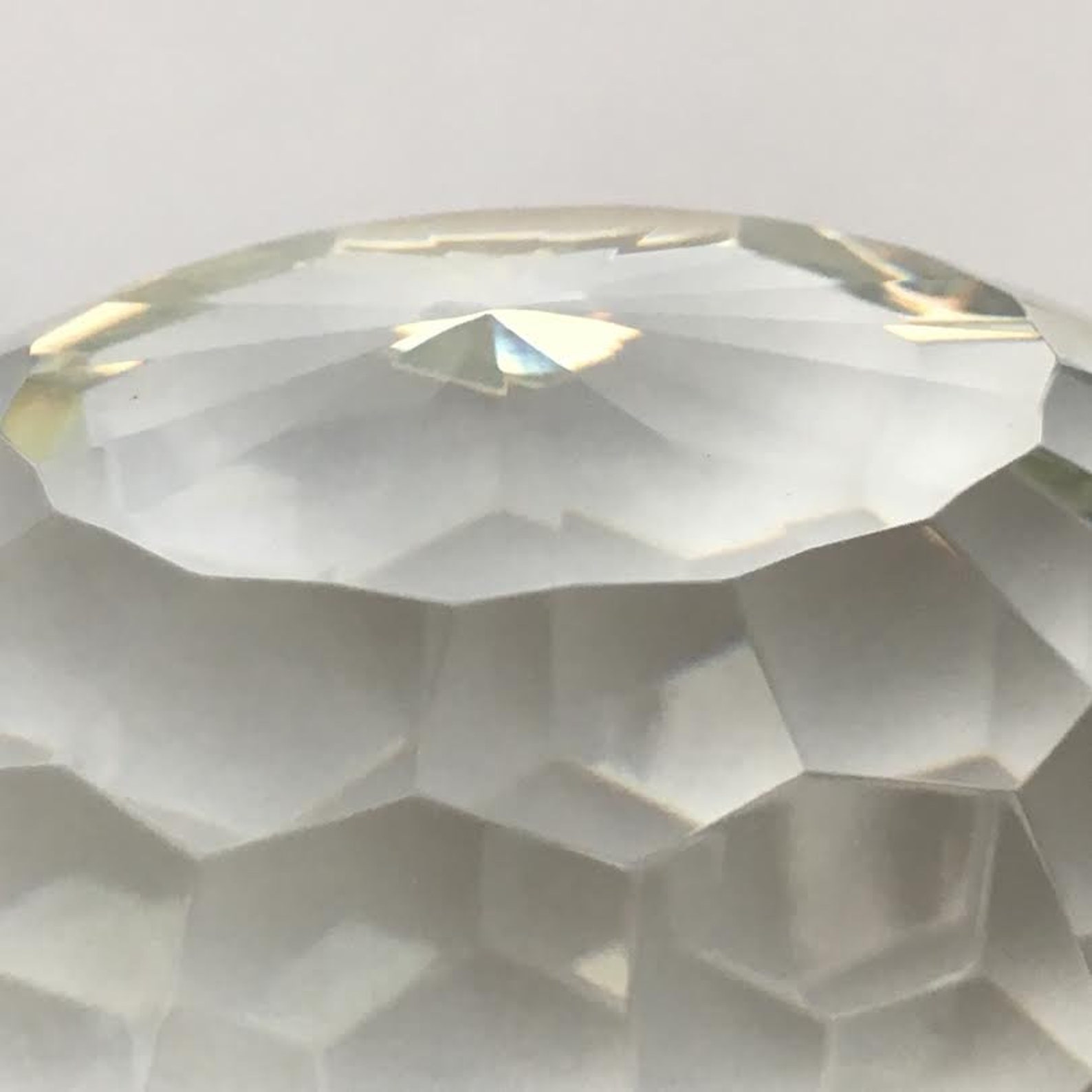 Large Heavy Crystal Ball Clear Cut Prism Glass Paperweight Art Etsy