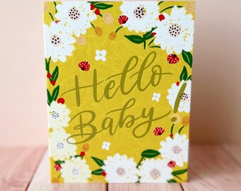 Cartão para recém-nascido | Cartão de felicitações, Olá, bebê, Cartão unissex para recém-nascido, Bebê menino, Bebê menina, Cartão de boas-vindas para bebê