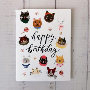 Cat Birthday Card | Greeting Card, Cute Card, Birthday Card with Cats, Cat Lover Card, Digital Illustration Card