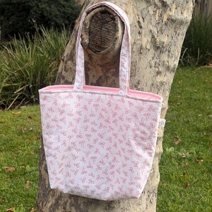 Pink Bows Tote Bag | Reusable Cotton Shopping Bag with Inside Pocket