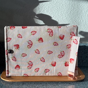 Strawberry Book Sleeve: Padded Book Protector, Bookworm Gift