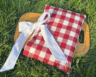 Gingham Book Sleeve with Bow: Padded Book Protector, Handmade