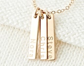 Cute Tiny Personalized Bar Necklace, Multiple Dainty Custom Name Necklace, Custom Initial Necklace, Mothers Necklace Gift