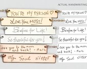 Custom Handwriting Necklace Bracelet, Gift for Her, Actual Handwriting Jewelry, Memorial Jewelry, Signature Necklace, Personalized Bar