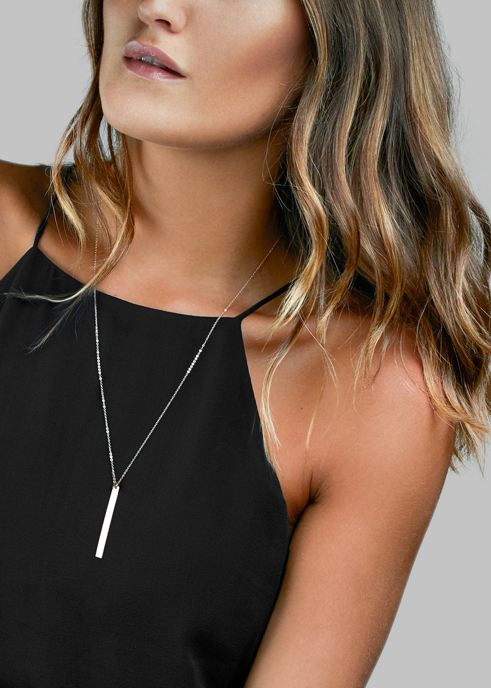 Vertical Bar Coordinates Necklace Gold Bar Necklace Engraved
