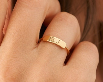 Dainty Personalized Ring, Custom Gift for Her, Stacking Custom Name Ring, Kids Name, Mom Ring, Mothers, Custom Initial Ring