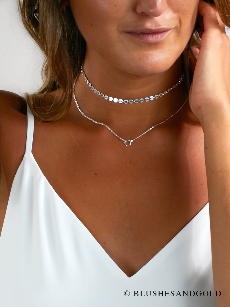 Silver Choker Layered Choker Necklace Layered Necklace Gold Etsy