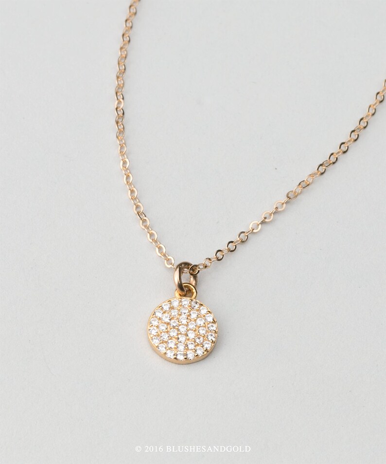 Delicate Gold Necklace Dainty Disk Necklace Minimal Gold Etsy