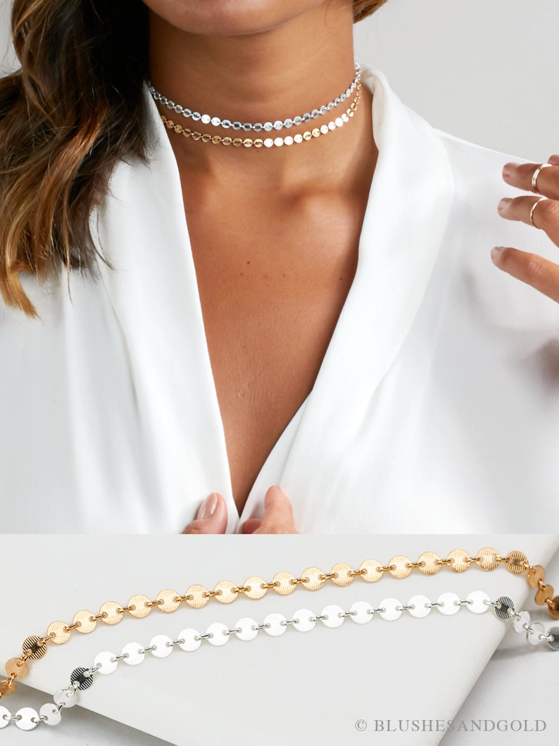 Silver Choker Layered Choker Necklace Layered Necklace Gold Etsy