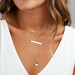 Personalized Layered Necklace, Gift Mom, Engraved Bar Necklace Birthstone, Simple Layering Necklace, Bridesmaid Necklace 