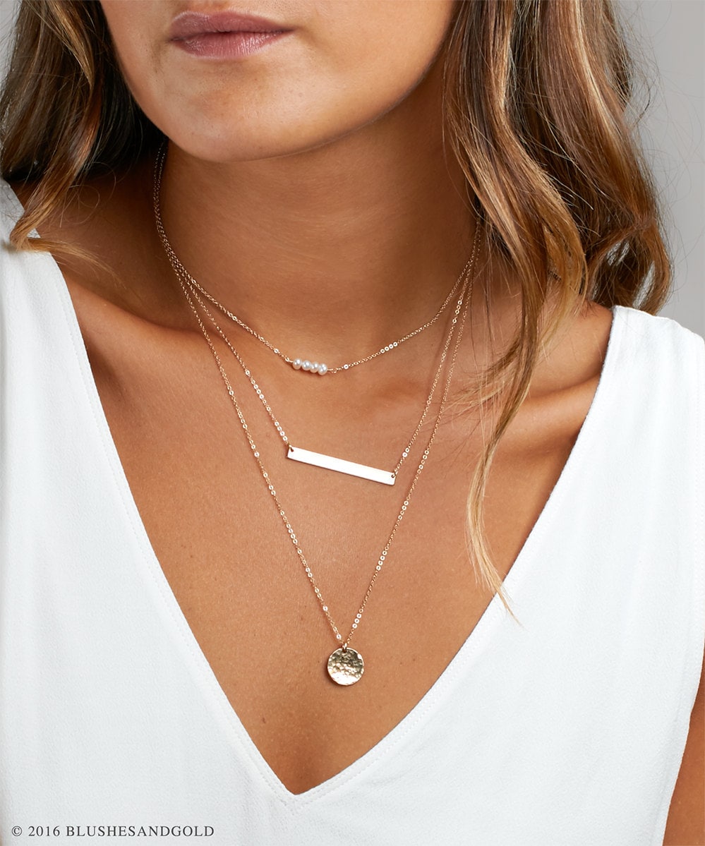 Layered bar best sale necklace