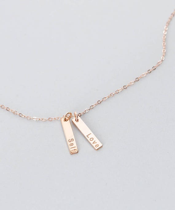 Multiple Initial Bar Necklace Gold 
