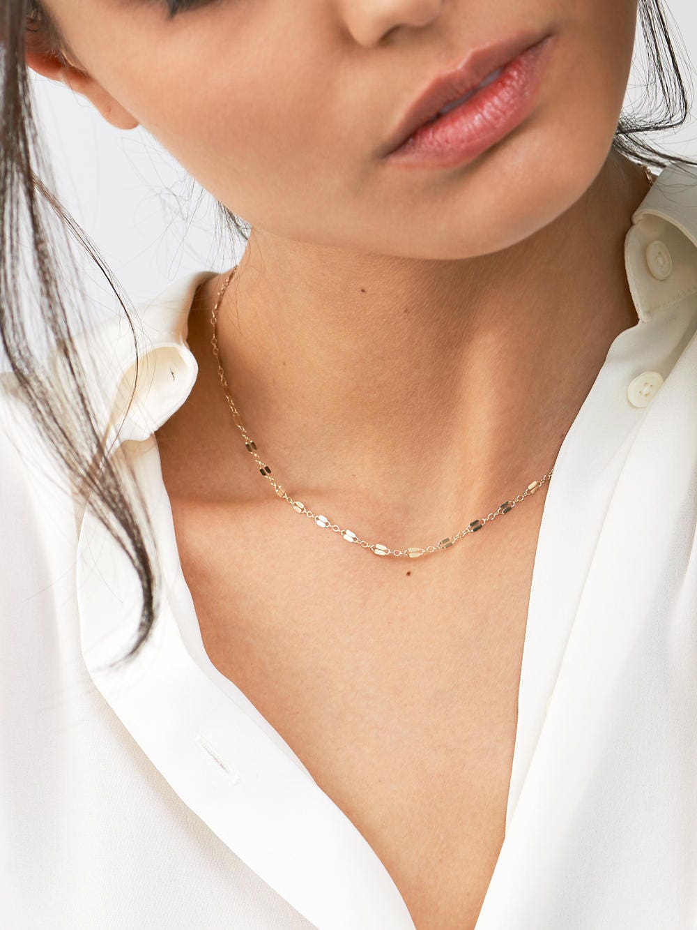 Gold Bar Chain Necklace Simple Gold 