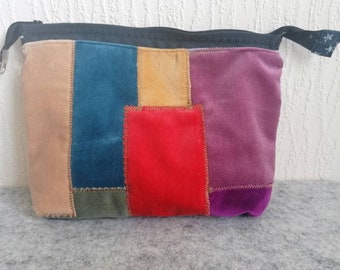 Frankensteign style , exposed stitching, project bags, 3 designs to choose from, velvet and cotton fabrics, drawstring or zipped closure