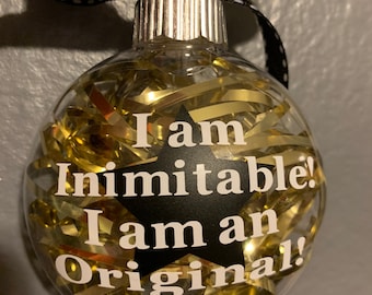 Hamilton inspired gold glitter ornament