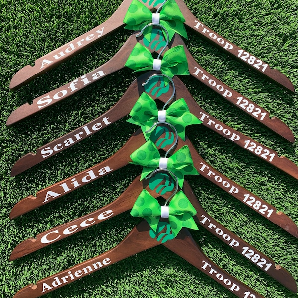 Personalized Girl Scout Vest Hanger, Daisy, Brownie, Junior, tunic hanger, Bridging gift, Girl Scout Leader Gift, Girl Scouts of America