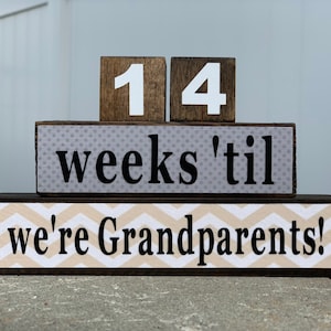 Grandparents Countdown Blocks, Grandparent Gift, New Baby, wood blocks, New Mom, Pregnancy Countdown