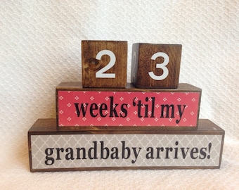 Grandparents Countdown Blocks, Pregnancy countdown blocks, Grandparents present, photo prop, New Mom, Mother's Day Gift