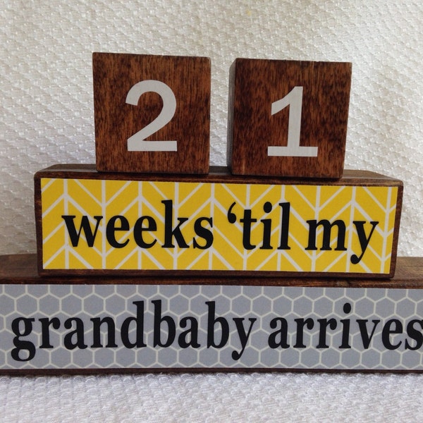 Grandparents Countdown Blocks - Grandparents gift - Fathers's Day - Mothers's Day - New Baby - photo prop