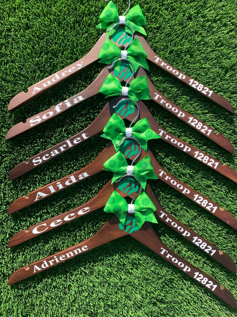 Personalized Girl Scout Vest Hanger, Daisy, Brownie, Junior, tunic hanger, image 1