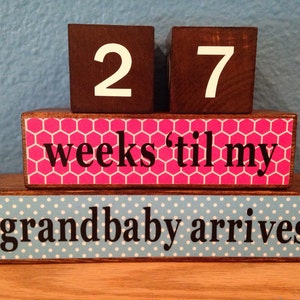 Grandparents Countdown Blocks, Pregnancy Countdown, Milestone Blocks, gift for a mom, Grandparent gift