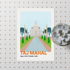 India Travel Poster // Taj Mahal Gifts // Wall Art Travel Prints // // Minimalist Illustration