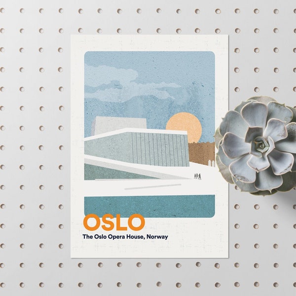 Oslo Poster // Norway Oslo Prints Travel // Minimalist Wanderlust // Illustration