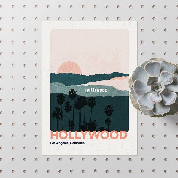 Los Angeles Poster // California Poster Hollywood Wall Art Prints // Posters Travel // Minimalist Wanderlust // Illustration