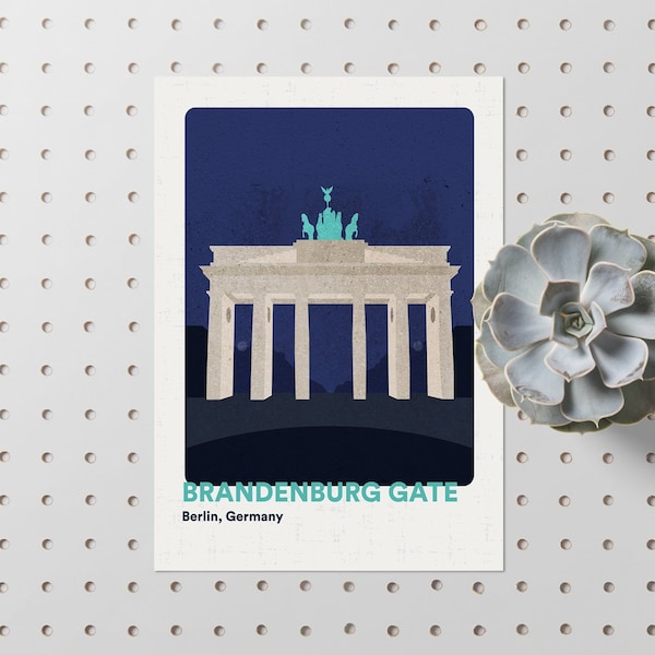 Carteles de Berlín // Alemania Wall Art Prints // Ilustración de viaje de la puerta de Brandenburgo