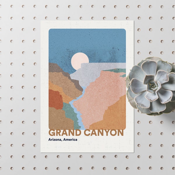 Grand Canyon Poster // Arizona Wall Art Prints Travel Gift // Minimalist Wanderlust // Illustration