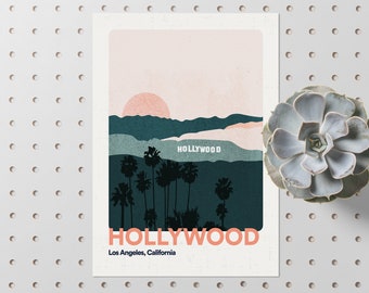 Los Angeles Poster // California Poster Hollywood Wall Art Prints // Posters Travel // Minimalist Wanderlust // Illustration