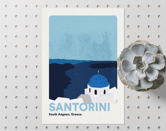 Santorini Poster // Greece Prints Travel