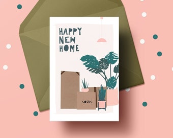 Happy New Home Card, First Home Card, Plant Lover Card, Housewarming Card