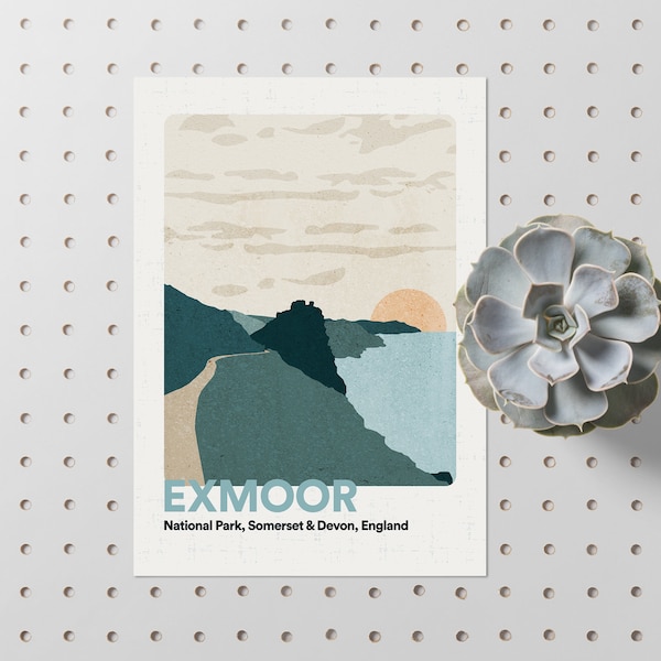 Exmoor Poster // National Park Posters // Wall Art Prints Travel Europe // Minimalist Somerset // Illustration