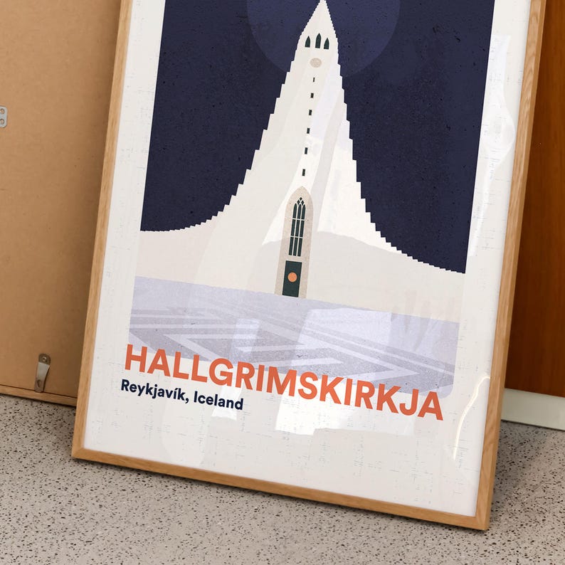 Hallgrimskirkja Poster | Reykjavik Iceland Travel Print image 2