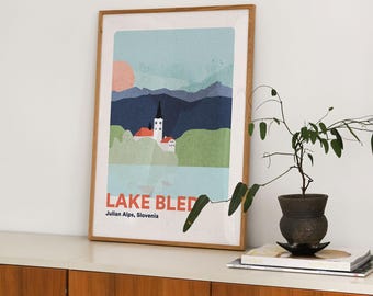 Lake Bled Travel Poster | Slovenia Scenic Wall Art