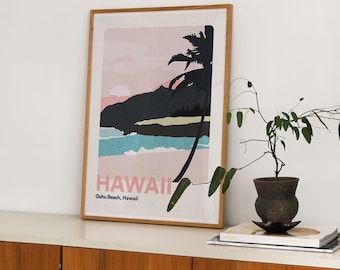 Hawaii Travel Print | Oahu Beach Poster | Tropical Wall Art