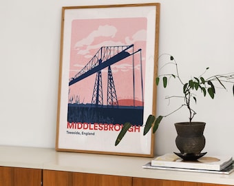 Middlesbrough Poster | Teesside Travel Print | Boro Wall Art