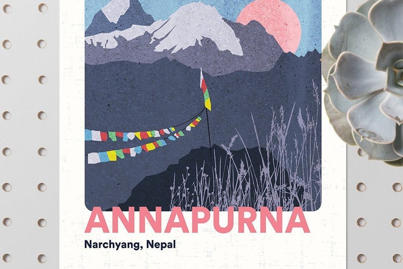 Nepal Poster // Annapurna Posters // Wall Art Prints Travel Etsy UK