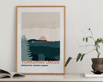 Yorkshire Dales Poster // National Park Posters // Wall Art Prints Travel Europe // Minimalist Illustration