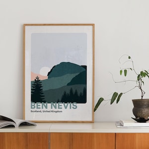 Ben Nevis Scotland Print: Minimalist Travel Poster