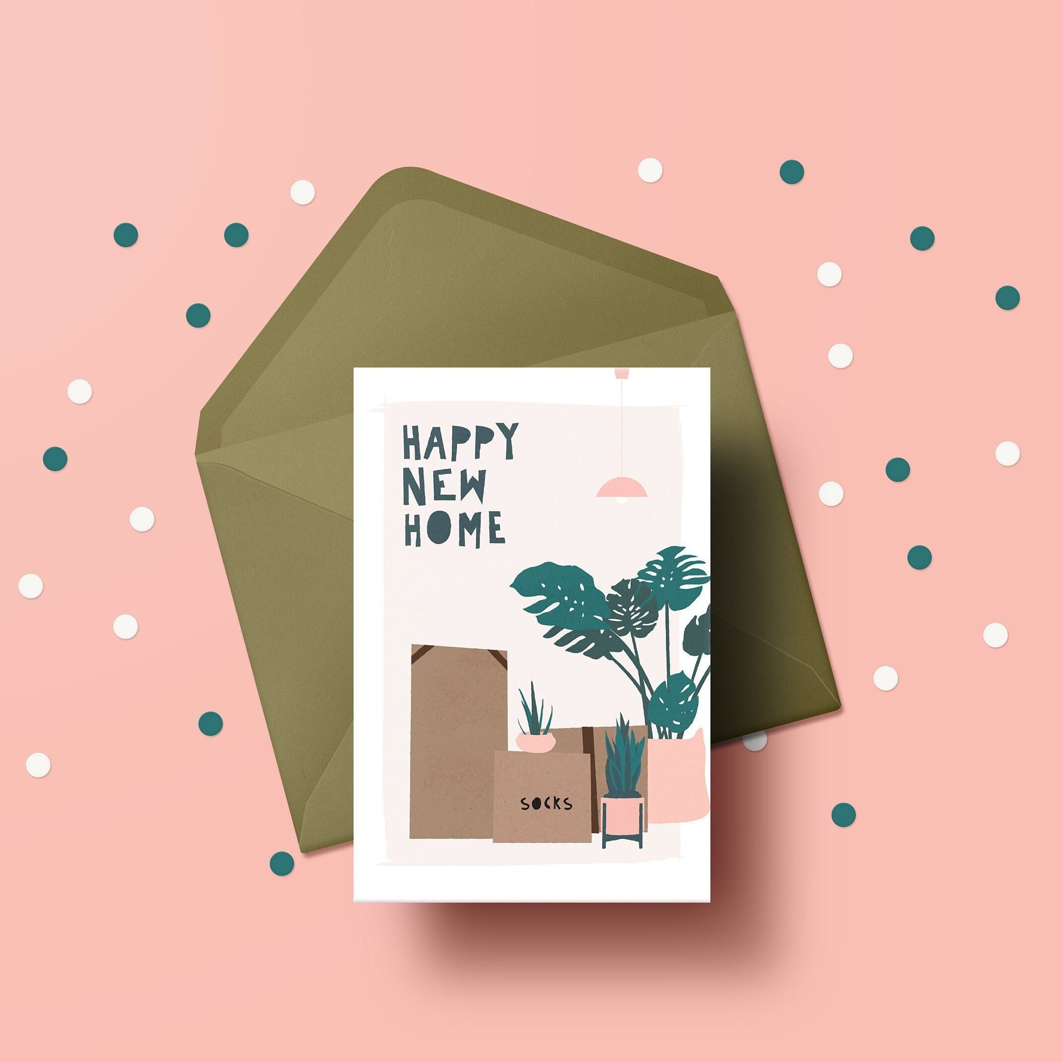 Happy New Home Card, Moving House Greeting Card Within Free Moving House Cards Templates