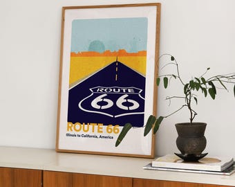 Route 66 Poster | Amerikanischer Road Trip-Druck | USA Wandbild