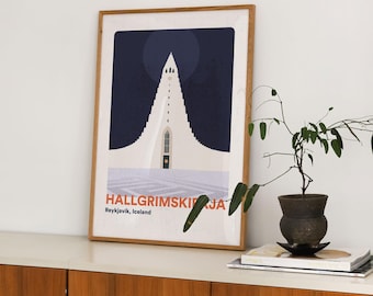 Hallgrimskirkja Poster | Reykjavik Iceland Travel Print